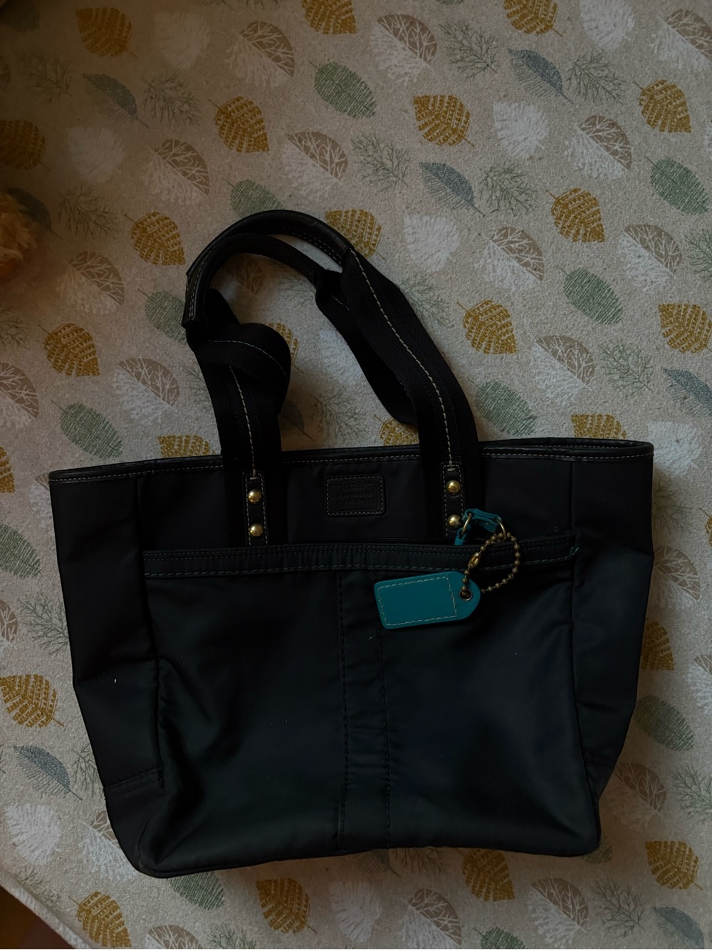 Vintage Coach Bag with Teal Accent